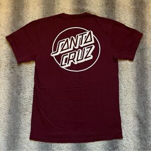 Santa Cruz Skateboards Men's Small Maroon T-Shirt White Classic Logo Skate Tees